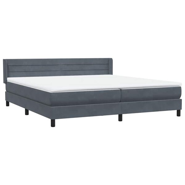 vidaXL Box Spring postelja z vzmetnico Temno siva 180x220 cm žamet