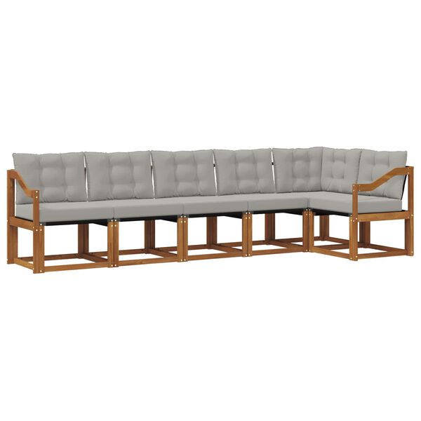 vidaXL Zunanja garnitura za sedenje 6 pcs Naravna in svetlo siva