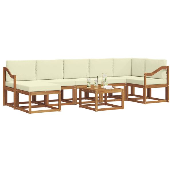 vidaXL Zunanja garnitura za sedenje z blazino 8 pcs Naravna in smetana