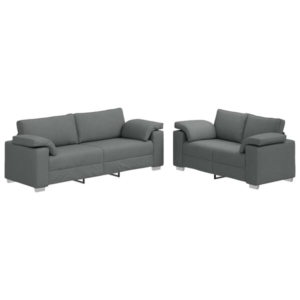 vidaXL Kavčna garnitura 2 pcs Temno siva 219 x 77 x 82 cm blago