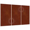 vidaXL Vrtna stenska dekoracija 3 kosi 105x55 cm corten jeklo sonce