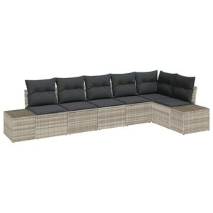 vidaXL Vrtna sedežna garnitura 6 pcs Svetlo siva poli ratan