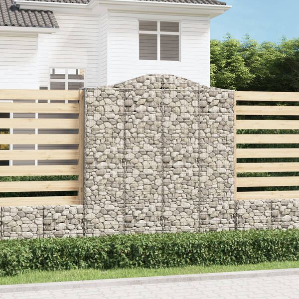 vidaXL Obokane gabion ko&scaron;are 3 kosi 200x50x220/240 cm pocinkano železo