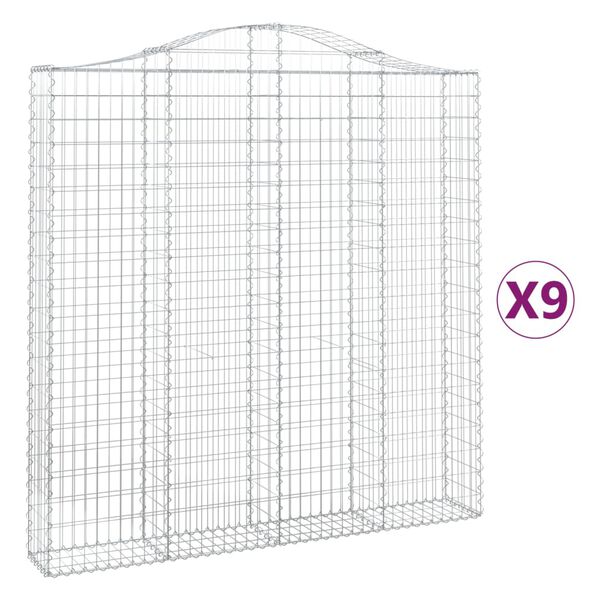 vidaXL Obokane gabion ko&scaron;are 9kosov 200x30x200/220 cm pocinkano železo