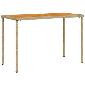 vidaXL Vrtna miza z leseno akacijevo plo&scaron;čo bež 115x54x74 cm PE ratan