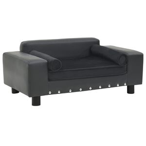 vidaXL Pasji kavč temno siv 81x43x31 cm iz pli&scaron;a in umetnega usnja