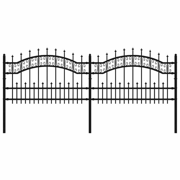 vidaXL Vrtna ograja s suličastim vrhom črna 240 x 75 cm pra&scaron;no barvano jeklo