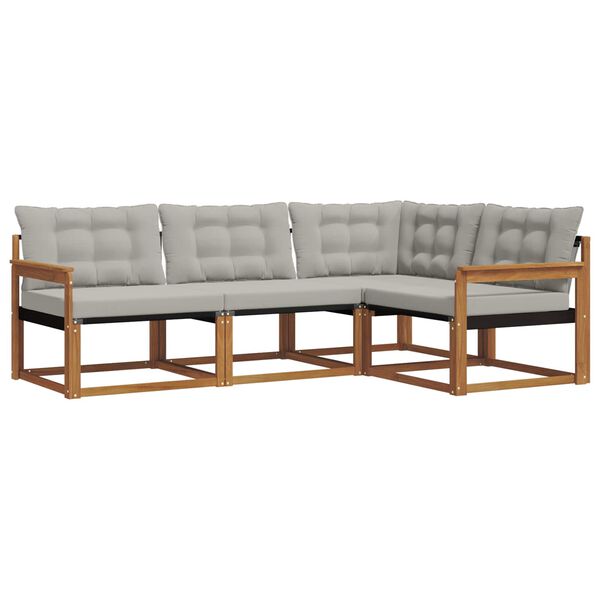 vidaXL Zunanja garnitura za sedenje 4 pcs Naravna in svetlo siva