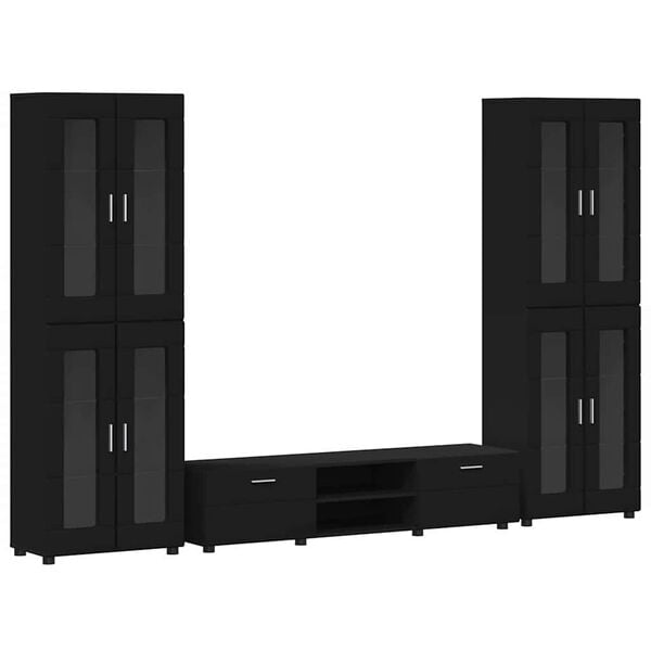 vidaXL Komplet TV omaric s predalom FLORIN Črna Konstruiran les