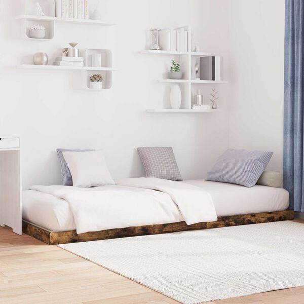 vidaXL Posteljni okvir Dimljeni oreh 90 x 200 cm Konstruiran les