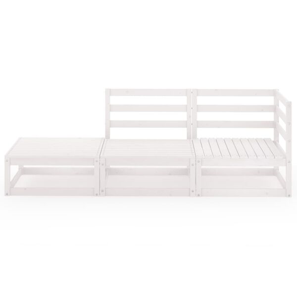 vidaXL Vrtna sedežna garnitura 3-delna bela trdna borovina