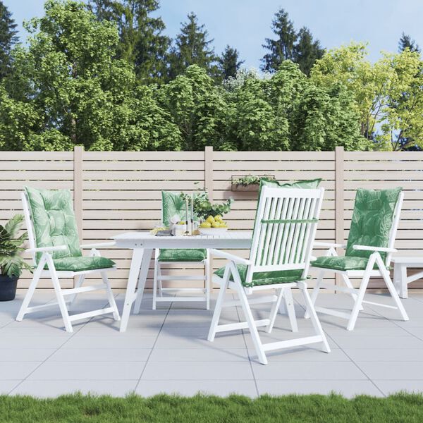 vidaXL Blazine za vrtne stole 4 kosi vzorec listov 120x50x7 cm blago