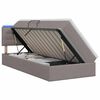 vidaXL LED Postelja za Shranjevanje z Blazino Taupe 90 x 200 cm Blago