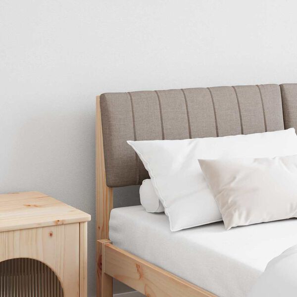 vidaXL Tapecirano vzglavje Taupe 140 cm Masivno borovo les