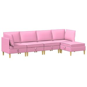 vidaXL Modularni kavč s shranjevanjem 5 kos Roza Blago