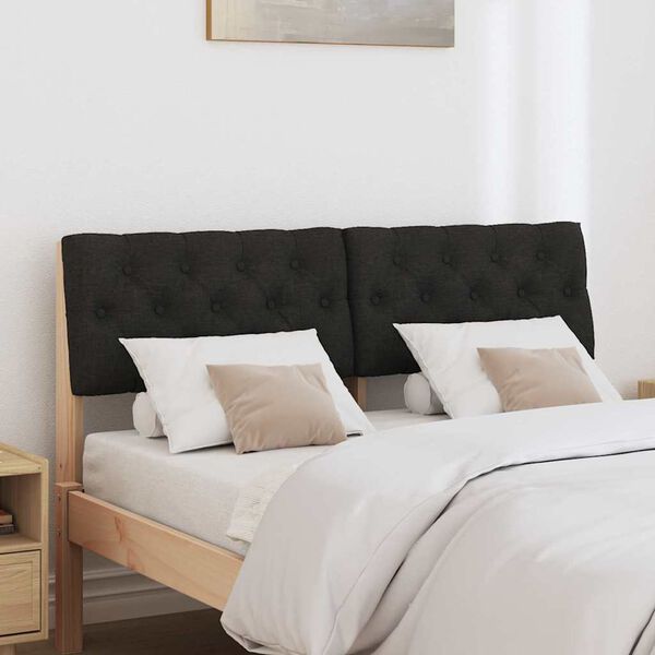 vidaXL Tapecirano vzglavje Črna 120 cm Masivno borovo les