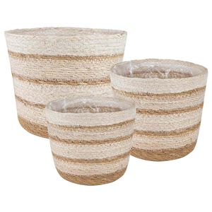 vidaXL 3 kos Naravna, bela in bež &Oslash;26 x 19 cm 100% morska trava
