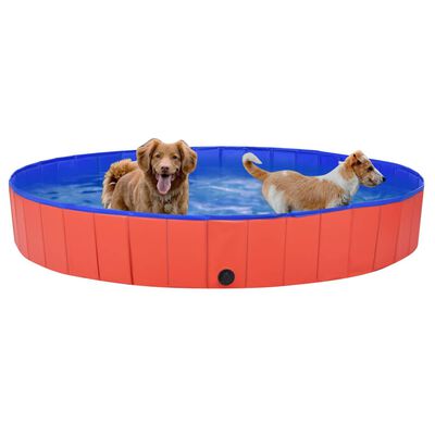 vidaXL Zložljiv bazen za pse rdeč 200x30 cm PVC