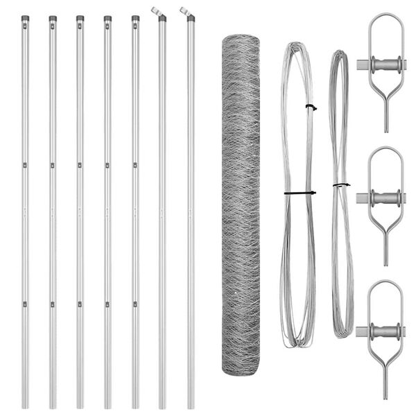 vidaXL Steber ograje. srebrna 10 x 1,2 m (50 mm mreža) Jeklo