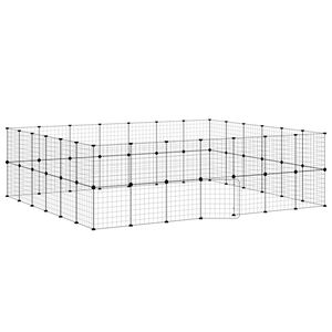 vidaXL Ograda za hi&scaron;ne ljubljenčke z 52 paneli črna 35x35 cm jeklo