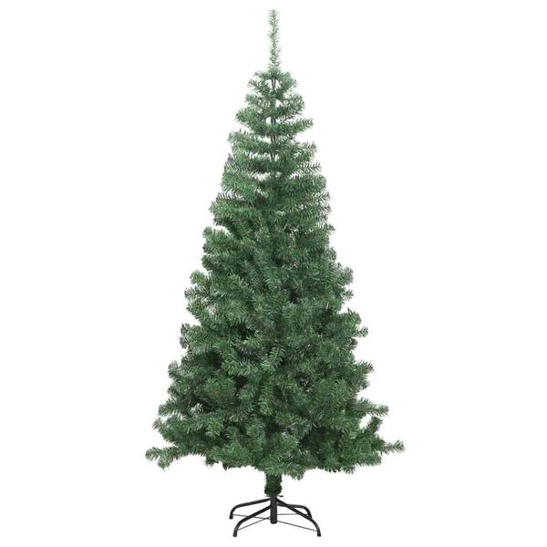 vidaXL Božično drevo med 300 LED z stojalom Zelena 240 cm PVC