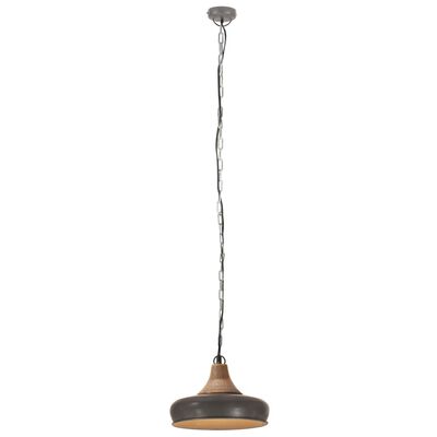 vidaXL Industrijska viseča svetilka sivo železo in trden les 26 cm E27