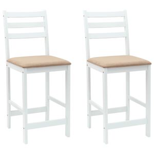 vidaXL Jedilni stoli 2 kos Masivno gumovo les Bela 40 x 47,5 x 99,5 cm