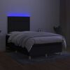 vidaXL Box spring postelja z vzmetnico LED črna 120x200 cm blago