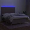 vidaXL Box spring postelja z vzmetnico LED taupe 140x190 cm blago