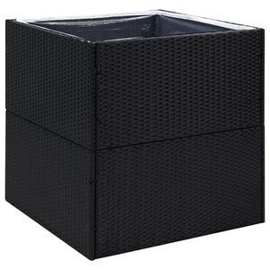 vidaXL Vrtno cvetlično korito črno 80x80x80 cm poli ratan