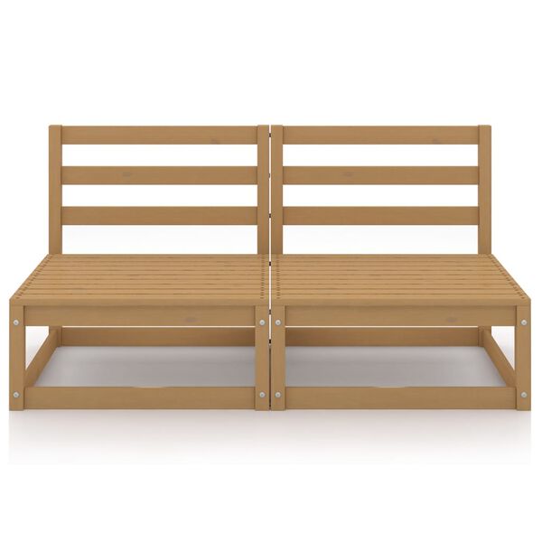 vidaXL Vrtni kavč dvosed medeno rjave barve trdna borovina