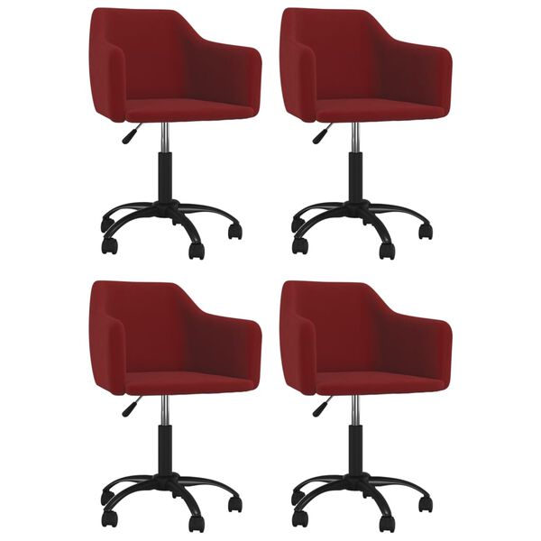 vidaXL Vrtljivi jedilni stoli 4 kosi vinsko rdeč žamet