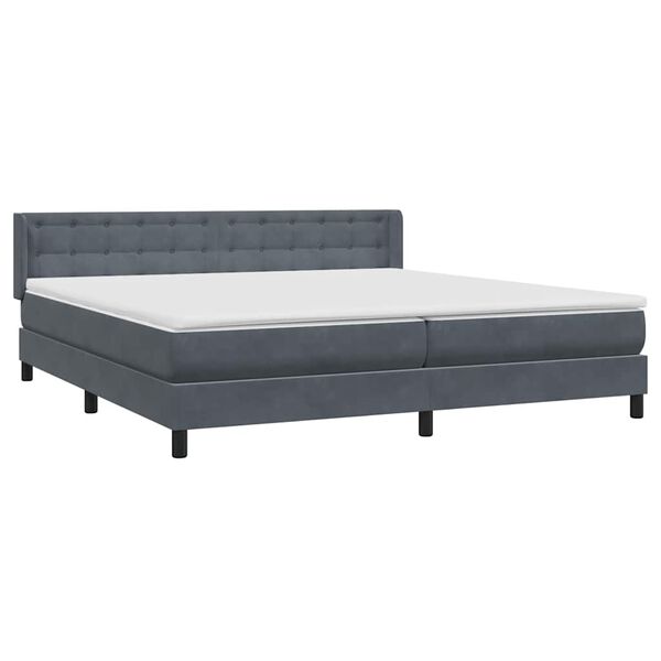 vidaXL Box spring postelja z vzmetnico temno siva 180x210 cm žamet