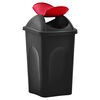 vidaXL Koš za smeti z nihajnim pokrovom 60 L črn in rdeč