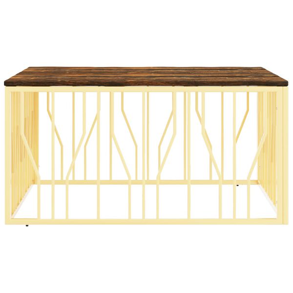 vidaXL Klubska mizica zlata nerjaveče jeklo in trden predelan les