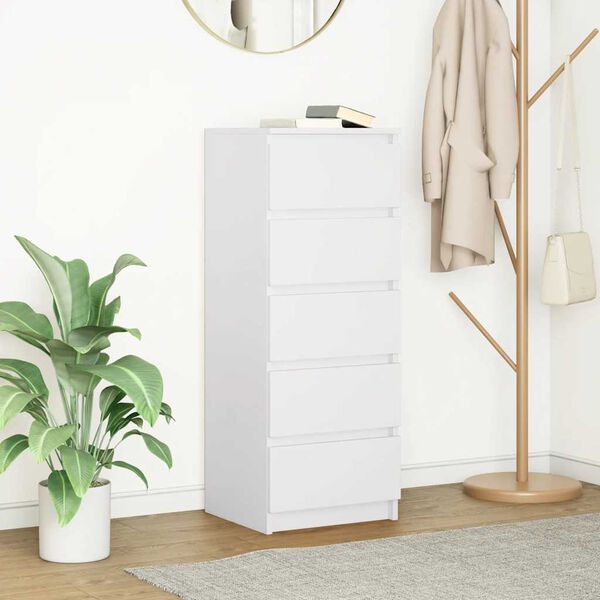 vidaXL Komoda s predali bela 37,5x35x99 cm inženirski les