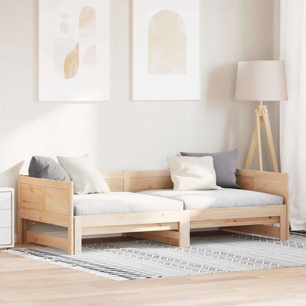 vidaXL Raztegljiva dnevna postelja Rjava 203,5 x 184 x 56,5 cm