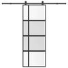 vidaXL Drsna vrata z opremo 76x205 cm kaljeno steklo in aluminij