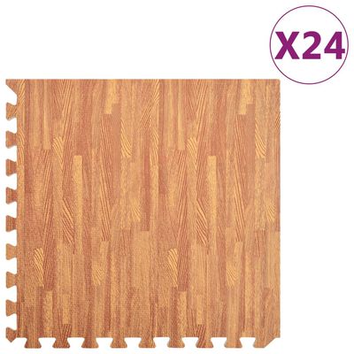 vidaXL Talne podloge 24 kosov vzorec lesa 8,64 ㎡ iz EVA pene