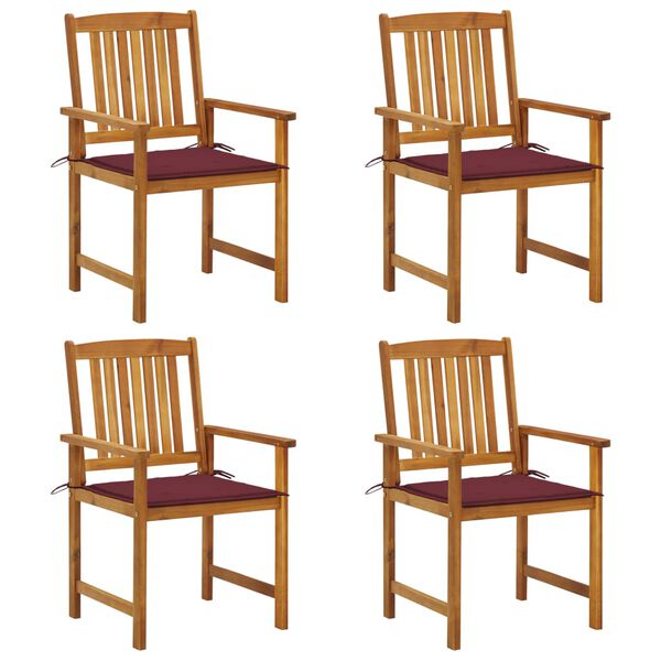 vidaXL Vrtni stoli z blazinami 4 kosi trden akacijev les