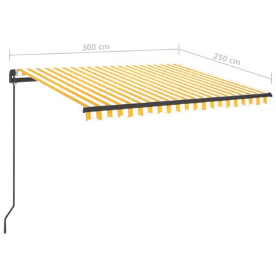 vidaXL Avtomatska tenda LED + senzor 3x2,5 m rumena in bela