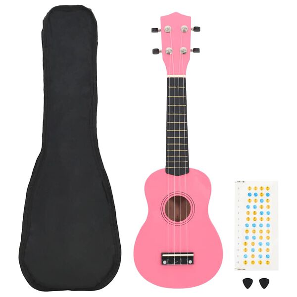 vidaXL Otro&scaron;ki ukulele soprano s torbo roza 23"