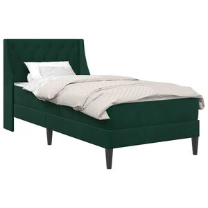 vidaXL Posteljni okvir z vzmetnico Temno zelena 100 x 200 cm Žamet