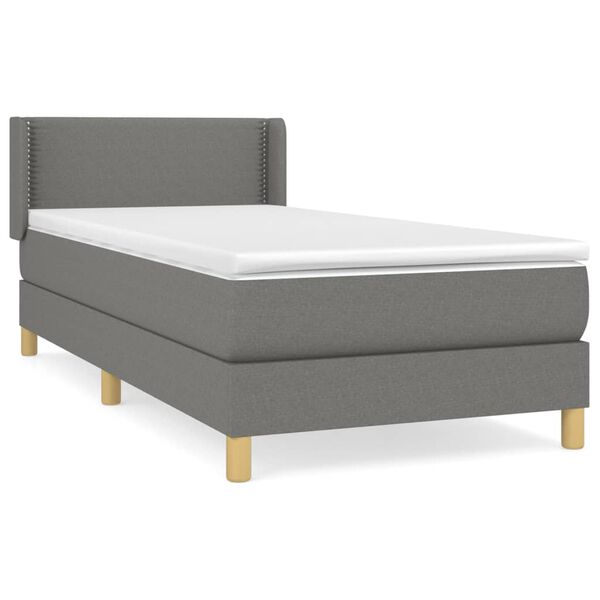 vidaXL Box spring postelja z vzmetnico temno siva 90x200 cm blago