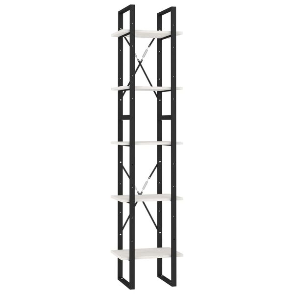 vidaXL Knjižna omara 5-nadstropna bela 40x30x175 cm borovina