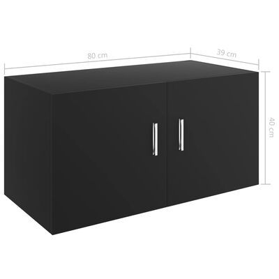 vidaXL Stenska omarica črna 80x39x40 cm iverna plošča