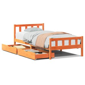 vidaXL Posteljni okvir brez vzmetnice vo&scaron;čeno rjav 75x190 cm borovina