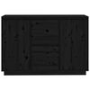 vidaXL Komoda črna 111x34x75 cm trdna borovina