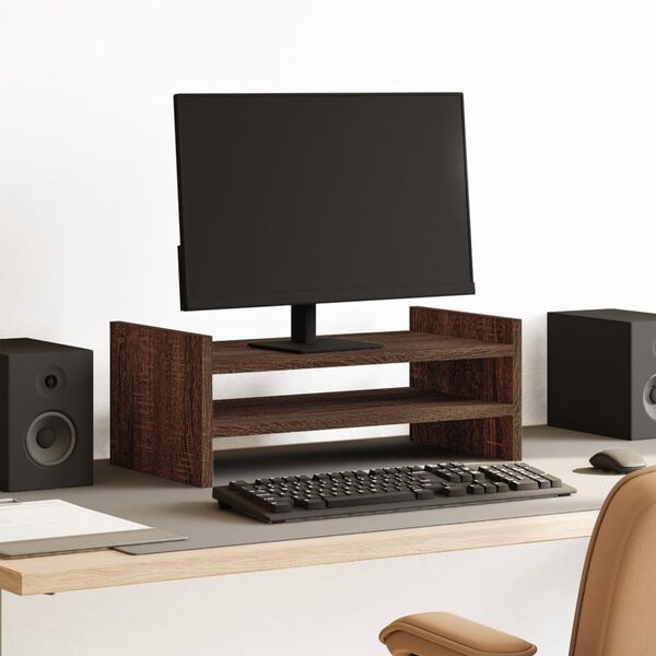 vidaXL Stojalo za monitor rjavi hrast 50x27x20 cm inženirski les