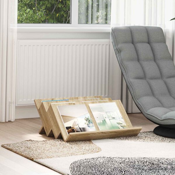 vidaXL Regal za revije Sonoma hrast 65 x 53 x 28,5 cm Konstruiran les